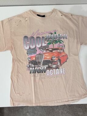 Forever 21 Light Blush Graphic Tee with Retro Script